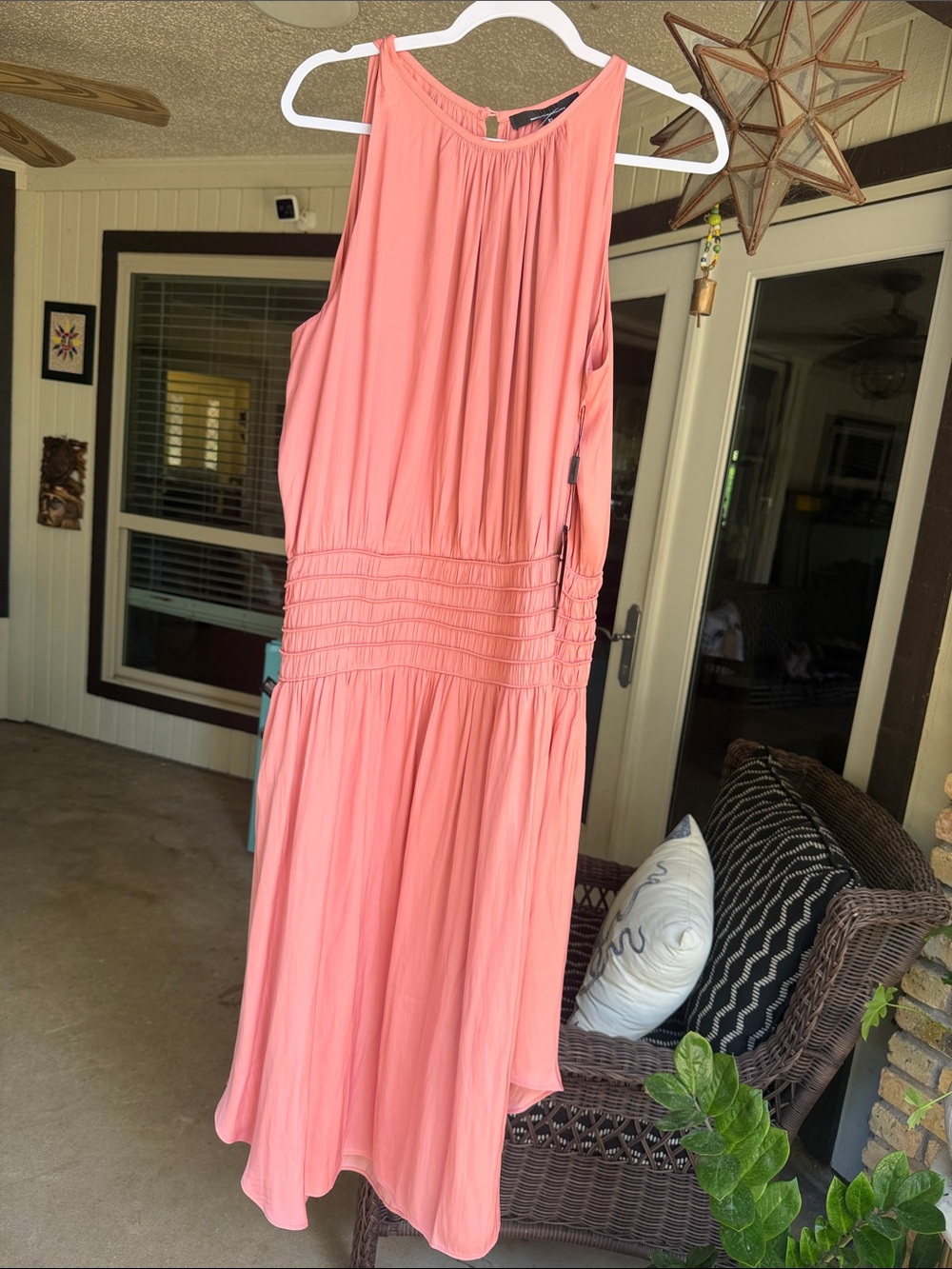 White House Black Market Coral Pink Sleeveless Midi Dress